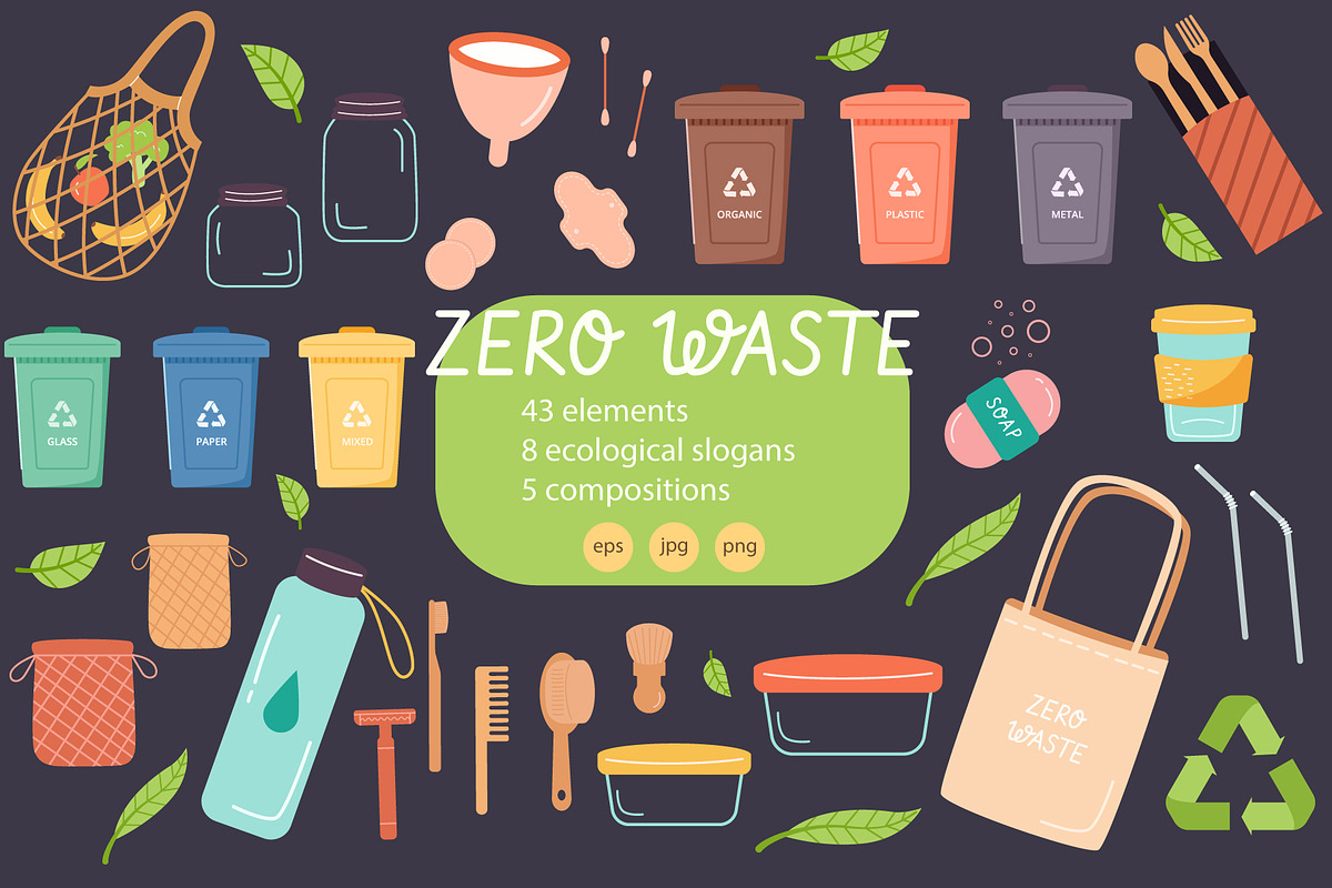 Zero Waste Ecological Illustrations, an Object Illustration by Sabina_Ava (Photo 1 of 7)