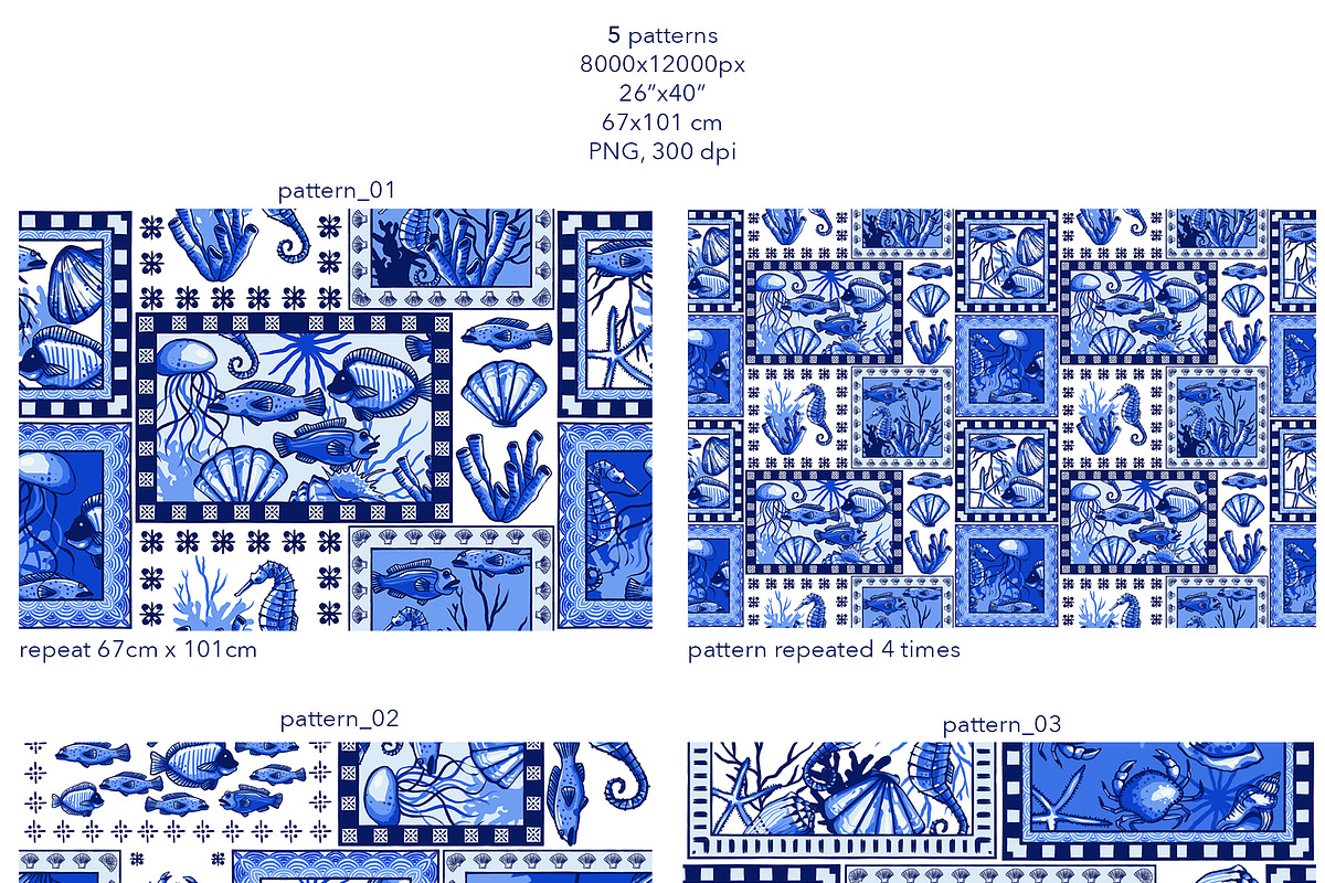 Nautical Delft Blue Collection, a Pattern Graphic by ArtPavo (Photo 11 of 12)