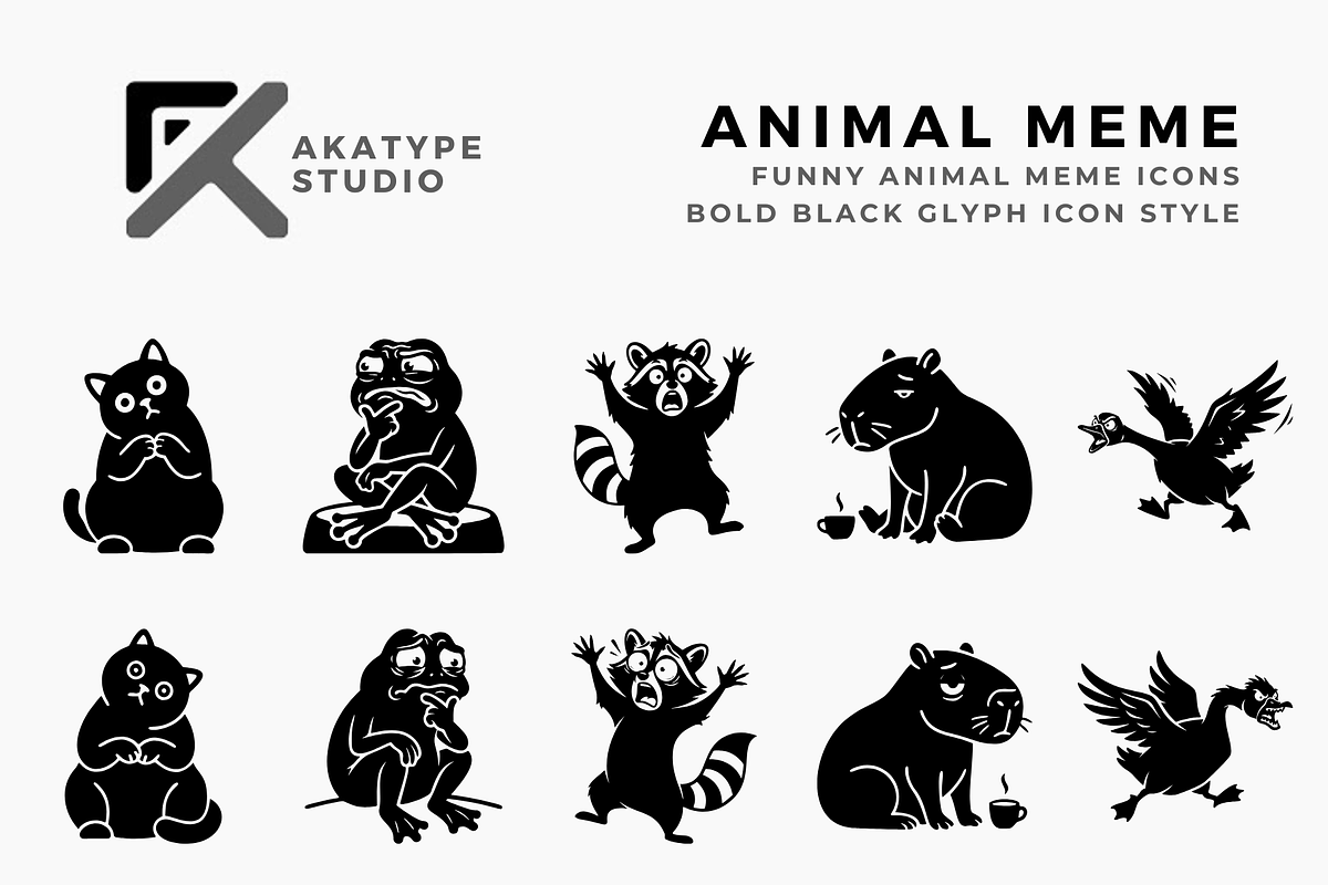 Funny Animal Meme, a Solid Icon by Akatype Studio (Photo 1 of 3)