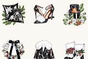 Black & White Christmas Clipart, a Seasonal Illustration by BusyDaydesign (Thumbnail 3 of 9)