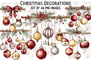 Christmas Decorations Clipart, an Illustration by Craft Nest (Thumbnail 1 of 11)