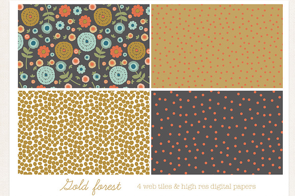 Gold Forest Web Tiles Digi Papers