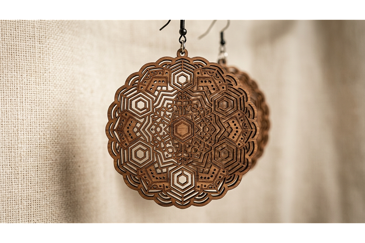 Mandala Earring Vector, an Object Graphic by hafijul (Photo 5 of 11)