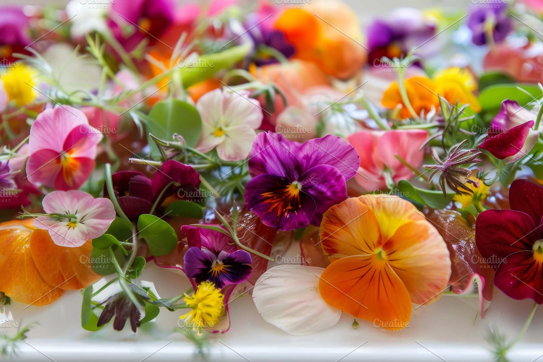 Pansies arranged neatly on a white p, a Photo by Iftikhar Alam
