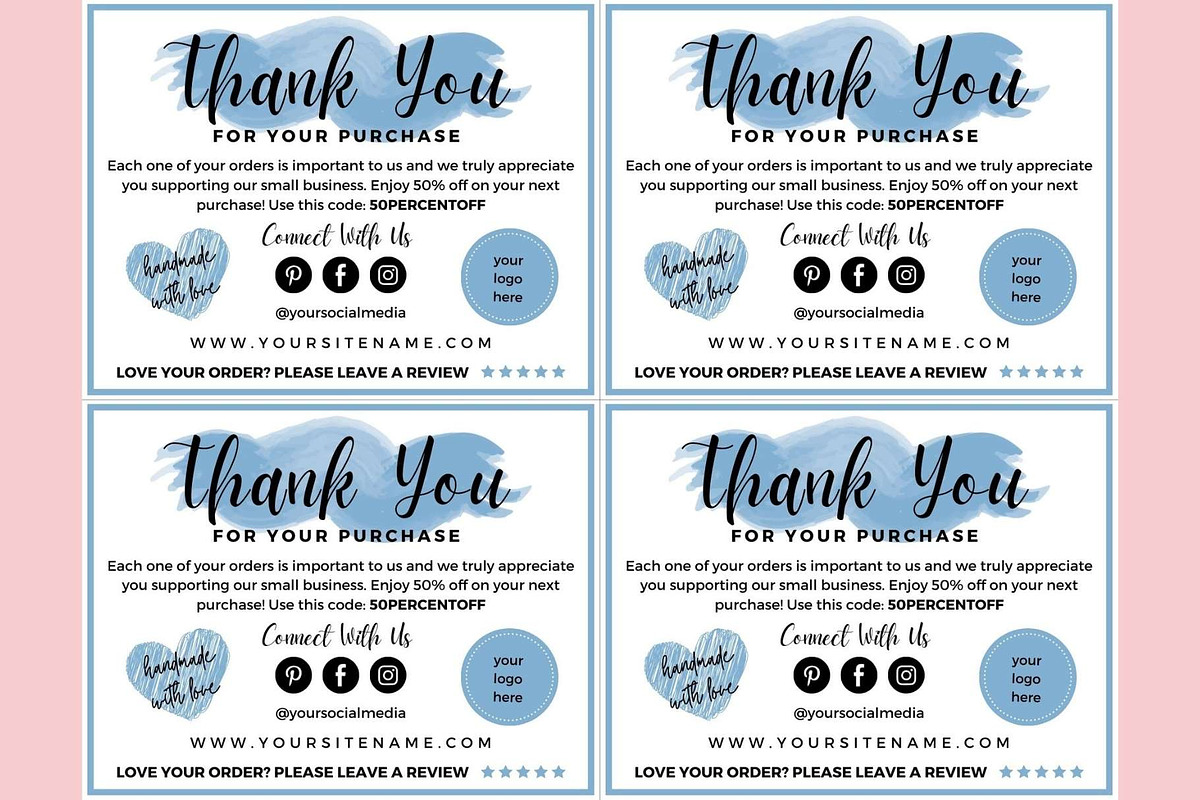 Thank you order card blue Canva 15, a Card Template by bonadigitals (Photo 2 of 3)