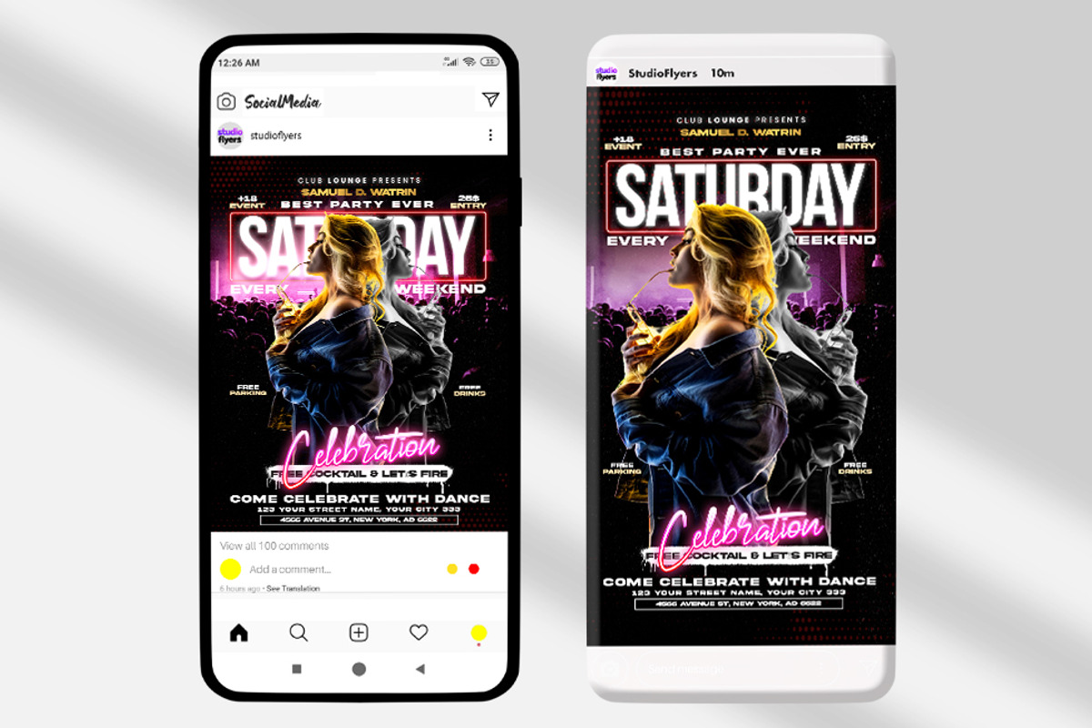 Saturday Night Events Instagram -PSD, a Social Media Template by studioflyers.com (Photo 1 of 3)