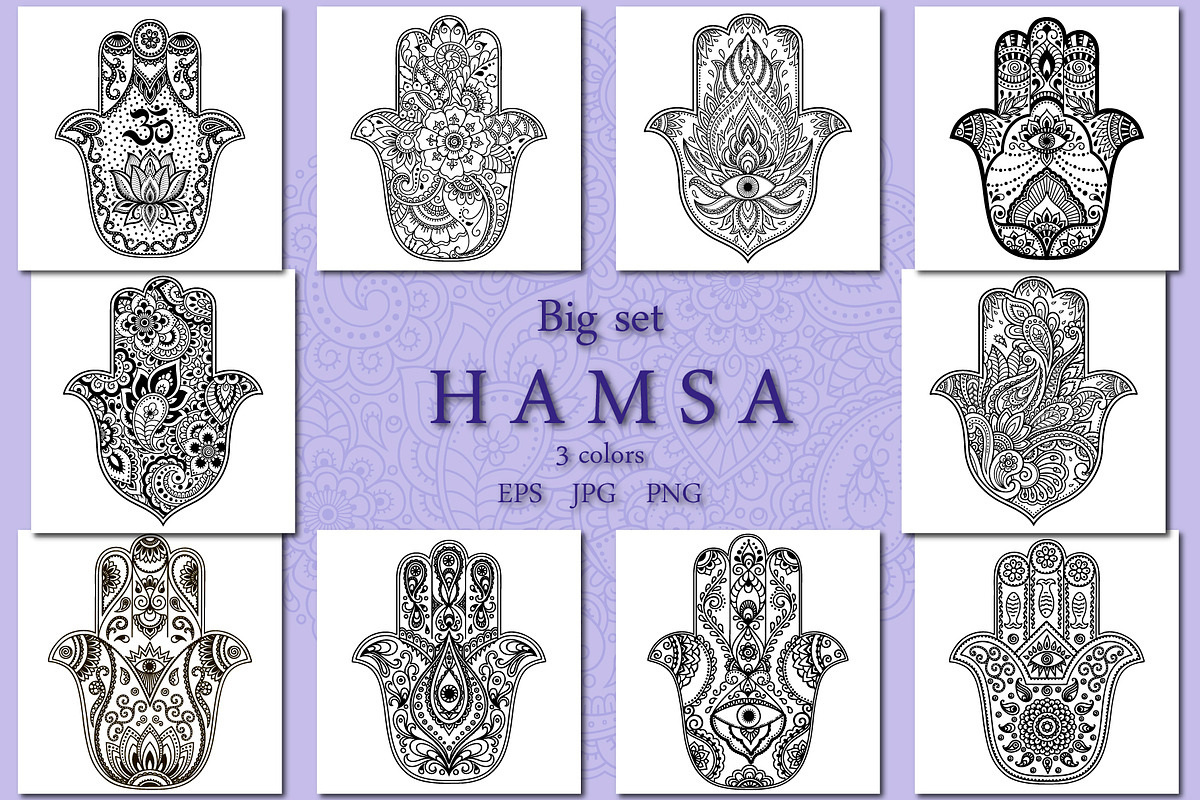 Big set of HAMSA, a Decorative Illustration by Katika Shop (Photo 1 of 7)