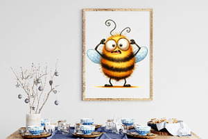 Funny Bee Sublimation Clipart PNG