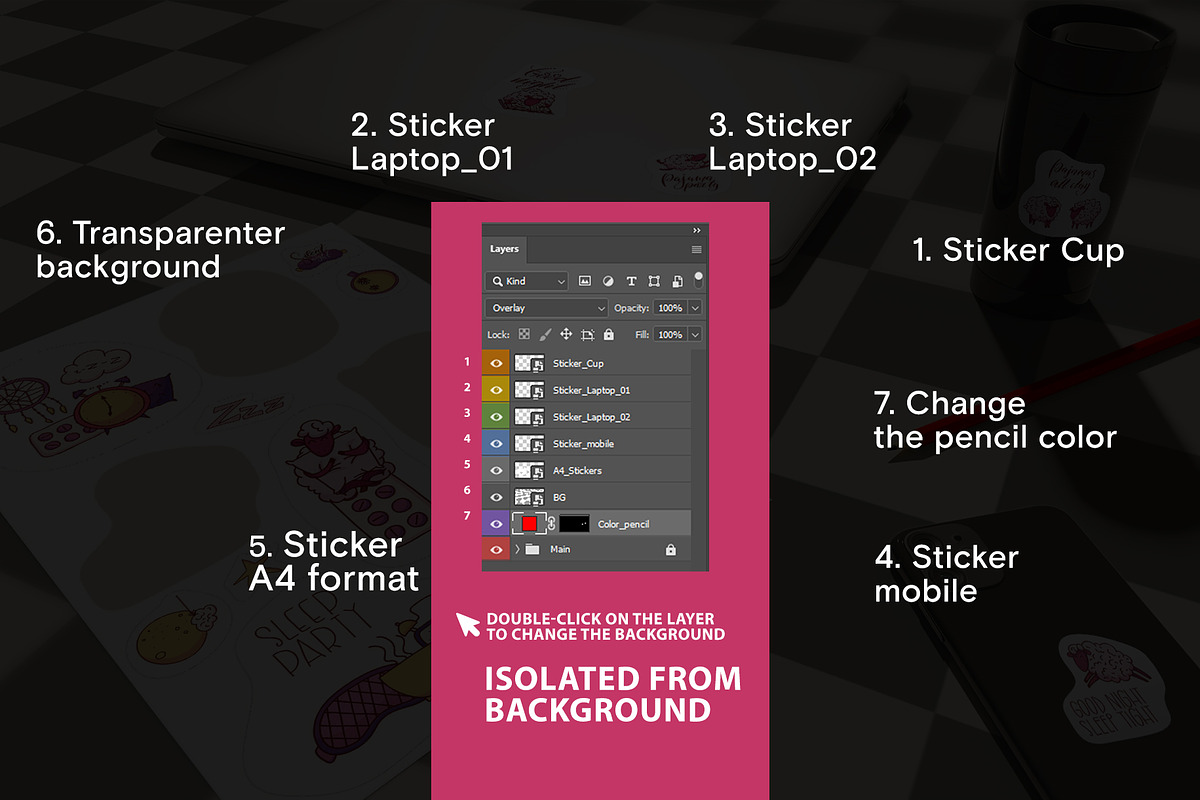 Stickers Mock-Up, a Print Template by Popova_Irina (Photo 4 of 5)