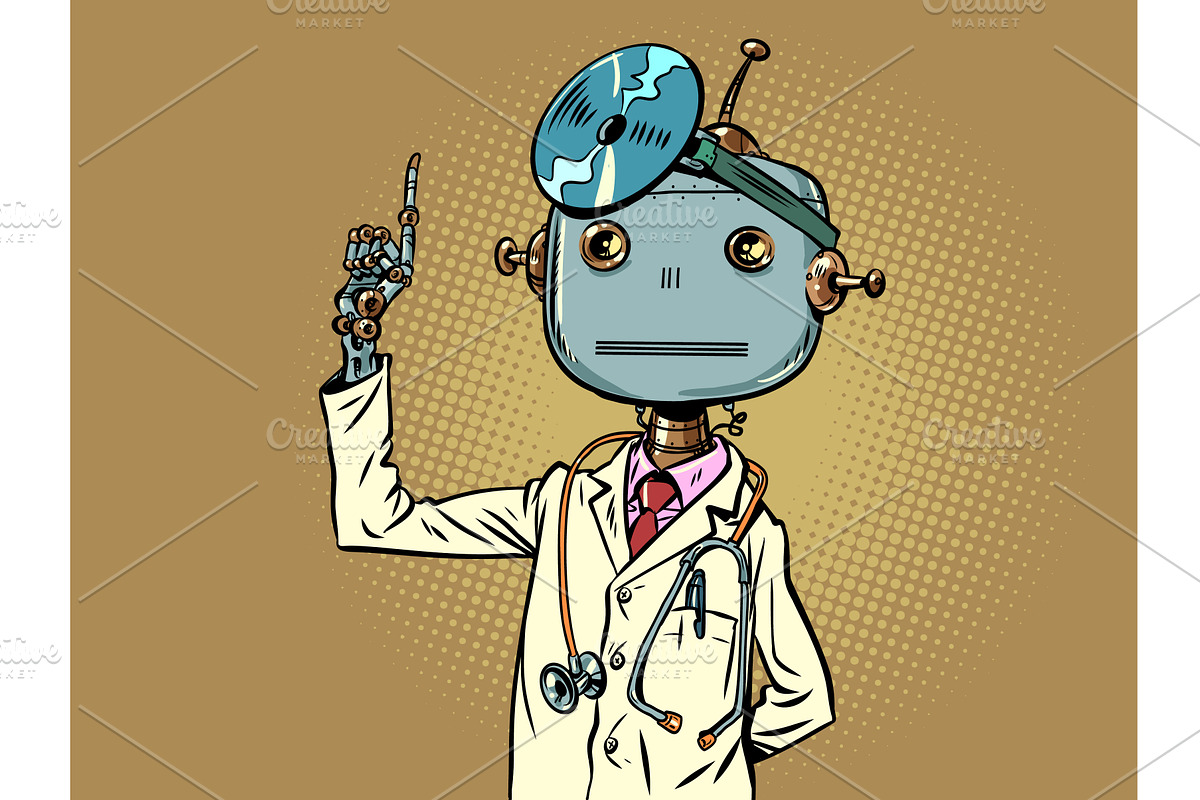 Robot doctor. Artificial, a Healthcare Illustration by rogistok
