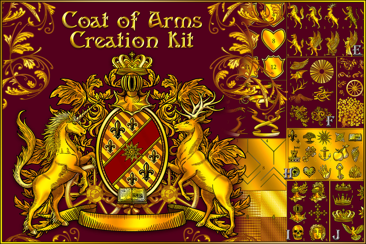 Gold Coat of Arms Creation Kit, a Decorative Illustration by Abysm Internal (Photo 1 of 8)