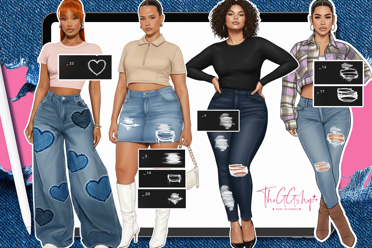 Procreate Denim Rips & Frayed Edges, a Brush Add-On by The GG Shop (Photo 3 of 6)