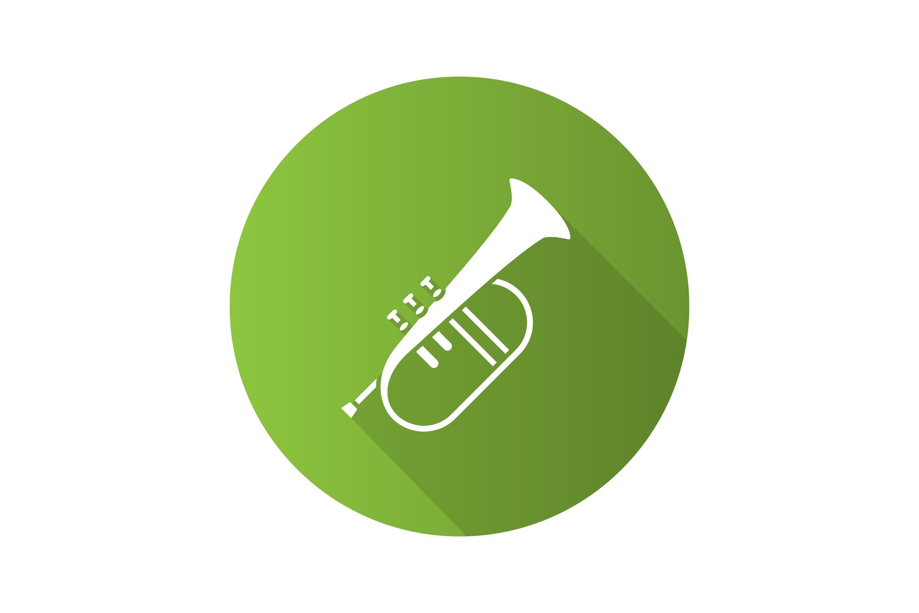 Flugelhorn Flat Design Long Shadow Glyph Icon by Bsd Studio | Creative Market