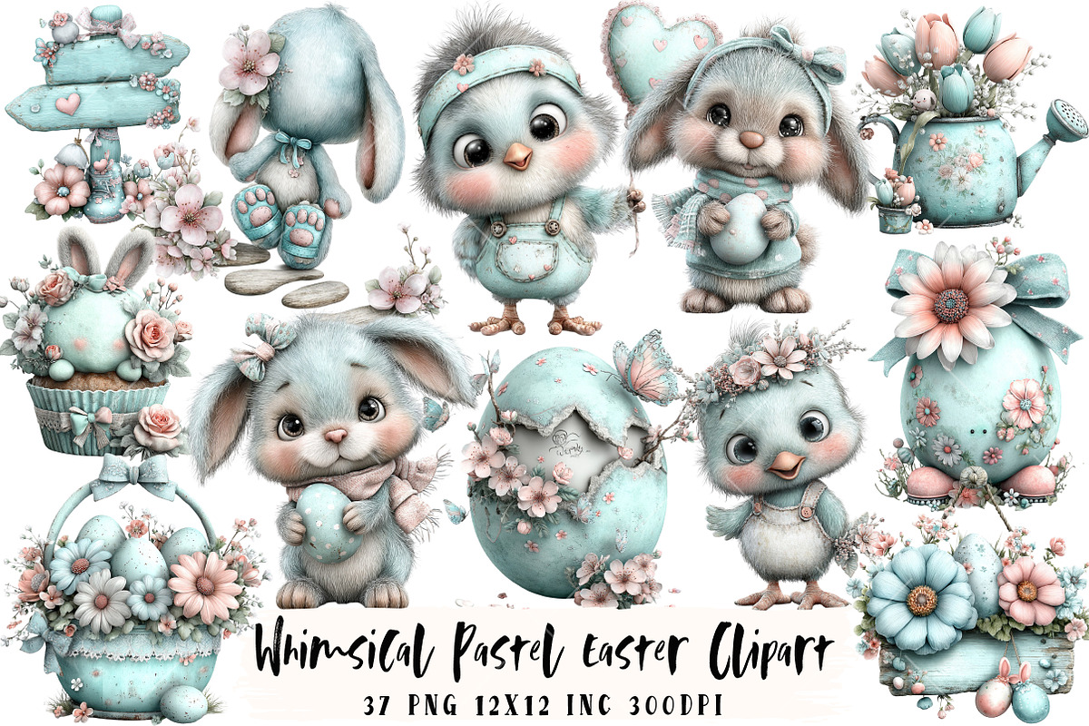 Whimsical Pastel Easter Clipart, an Illustration by OK Design (Photo 1 of 6)