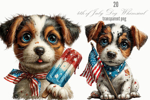 4th of July Dog Whimsical Clipart, an Animal Illustration by Designking