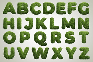 Grass Text 3D Letters Set