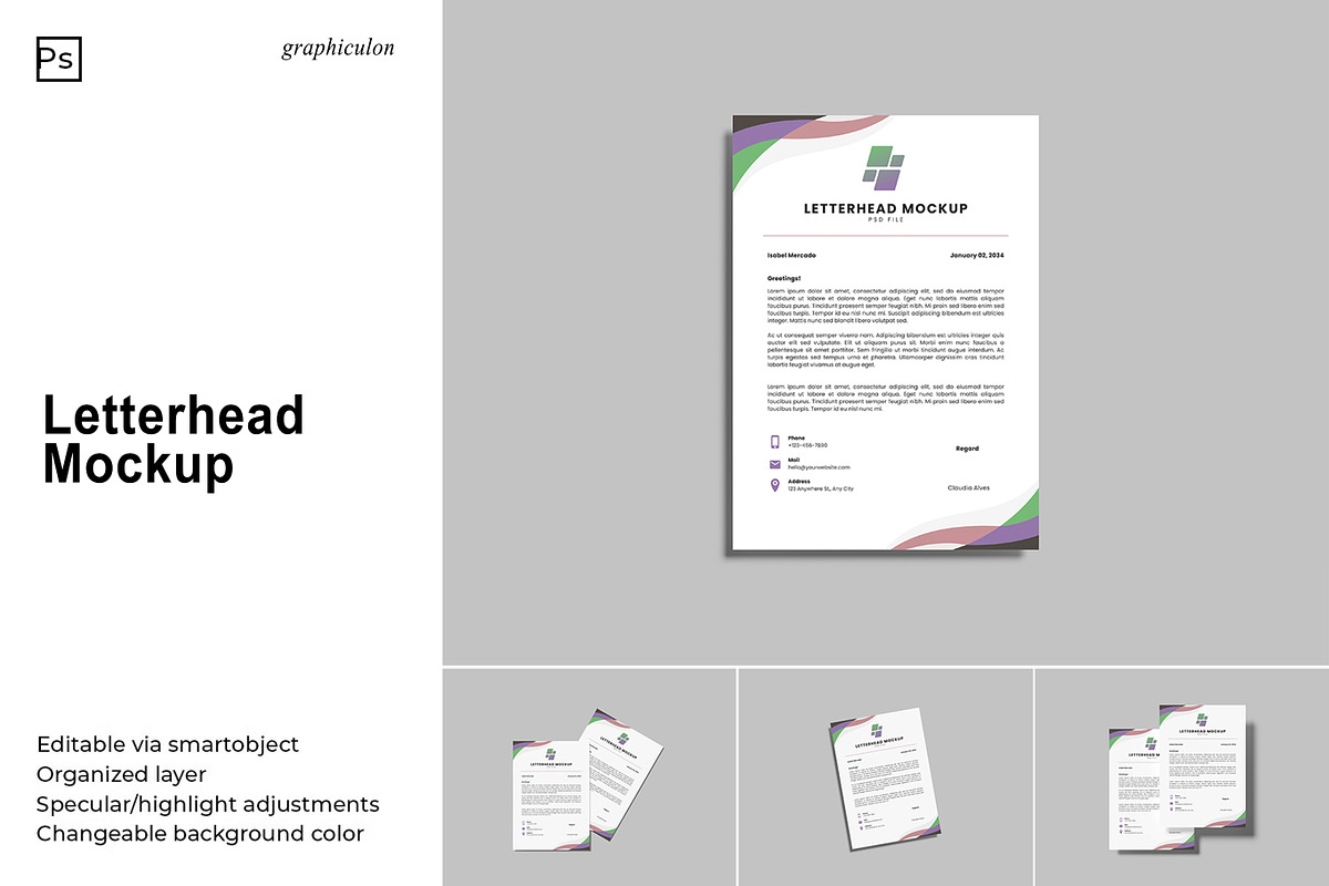 Letterhead Mockup, a Product Mockup by Graphiculon (Photo 1 of 13)