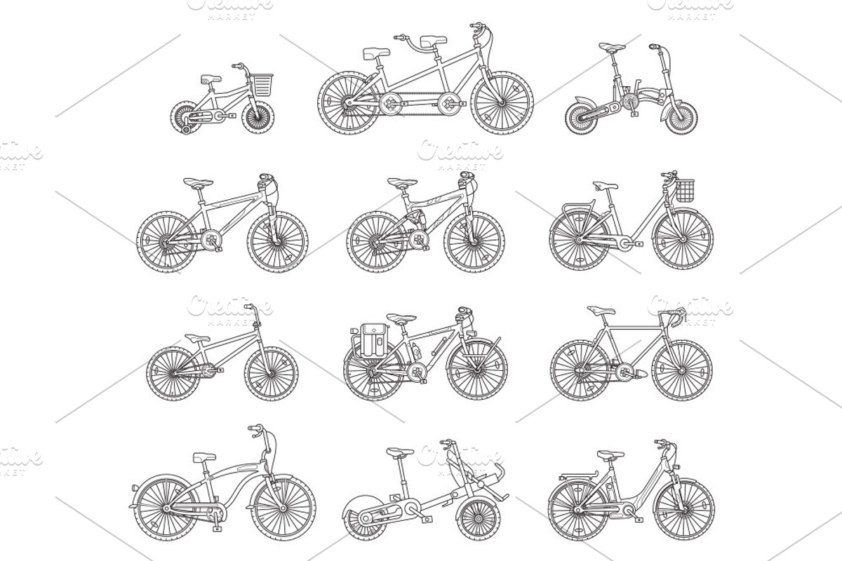 Big set of twelve different bicycles, a Healthcare Illustration by WINS Doodle shop (Photo 3 of 17)
