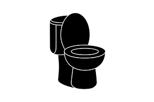 Ceramic toilet black icon. Bathroom, an Object Illustration by GraphiShop