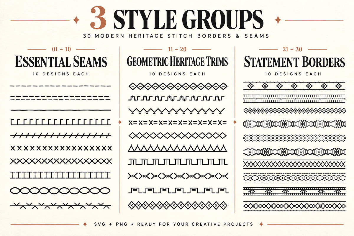 30 Modern Stitch Borders & Seams, an Object Illustration by Designs24hr (Photo 7 of 8)