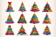 Whimsical Christmas Trees Clipart, an Illustration by Dream Creation (Thumbnail 3 of 7)