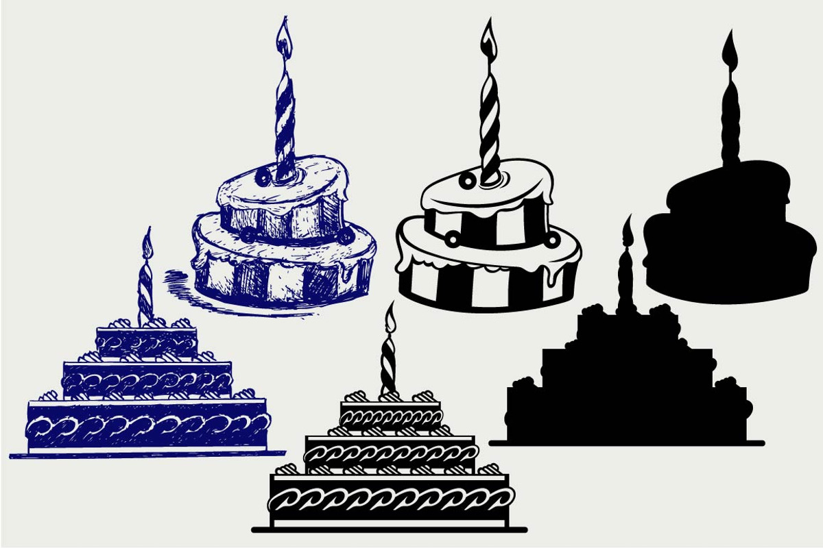 Birthday cake SVG, an Outline Icon by LineworkStock
