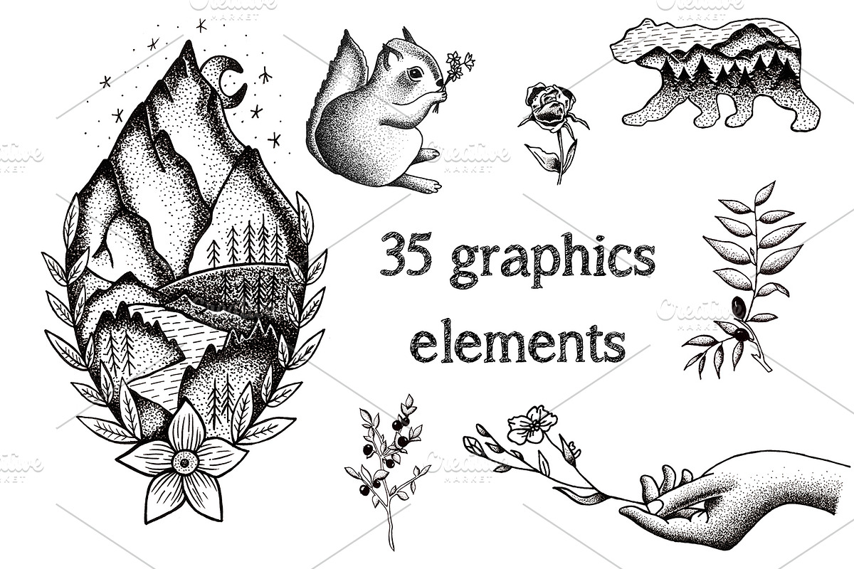 Graphic illustration set, an Illustration by Alena Ermakova (Photo 1 of 8)