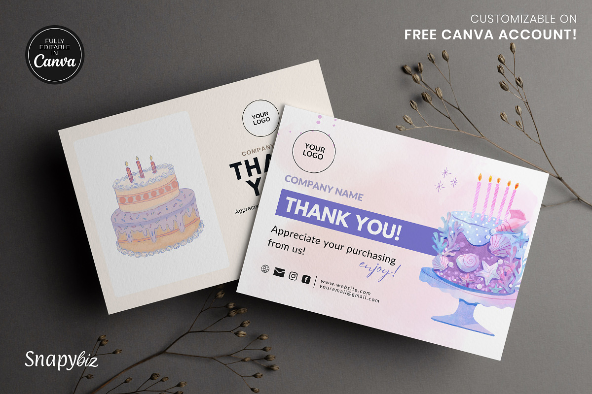 Cake Business Thank You Card, a Design Template by Snapybiz (Photo 4 of 9)