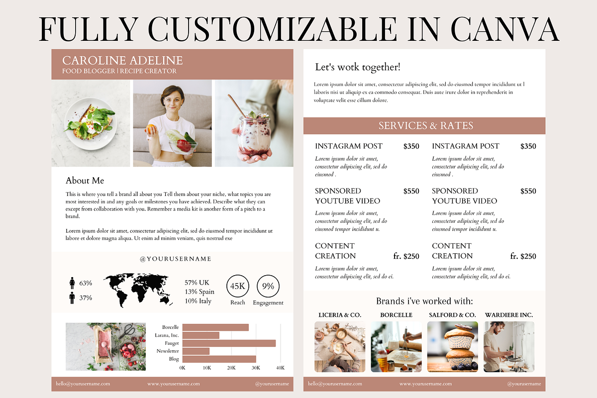 2 Page Beige & Brown Media Kit Canva, a Social Media Template by Daily Creative (Photo 3 of 4)