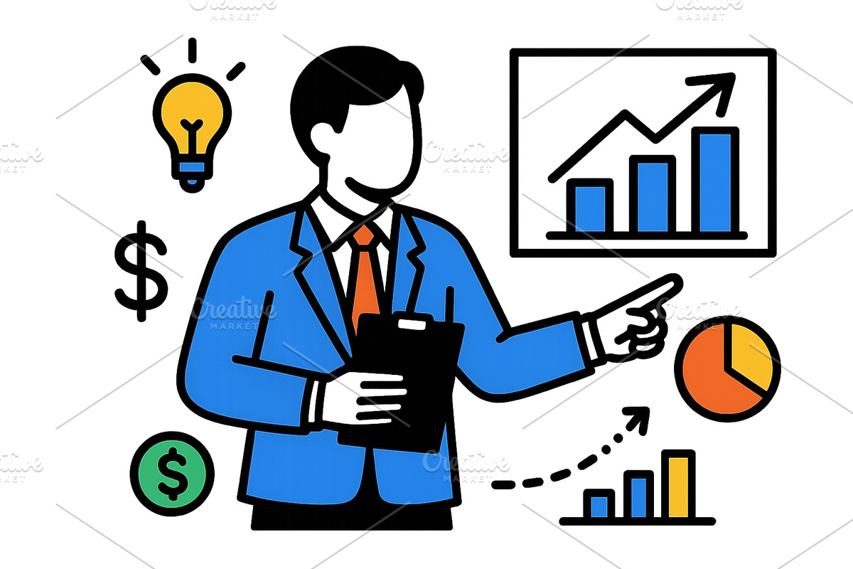 Businessman presenting growth, a Finance Illustration by ZinetroN