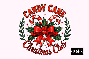 Candy Cane Christmas Club Red Bow, a Seasonal Illustration by Creative Art