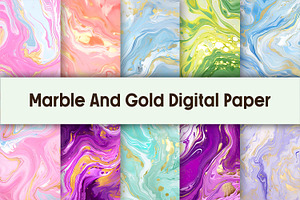 Marble And Gold Digital Paper Backgr