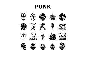 Punk Retro Element Hand Art Icons