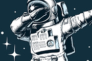 Dabbing astronaut on the moon, a Technology Illustration by Ledokolua (Thumbnail 2 of 2)