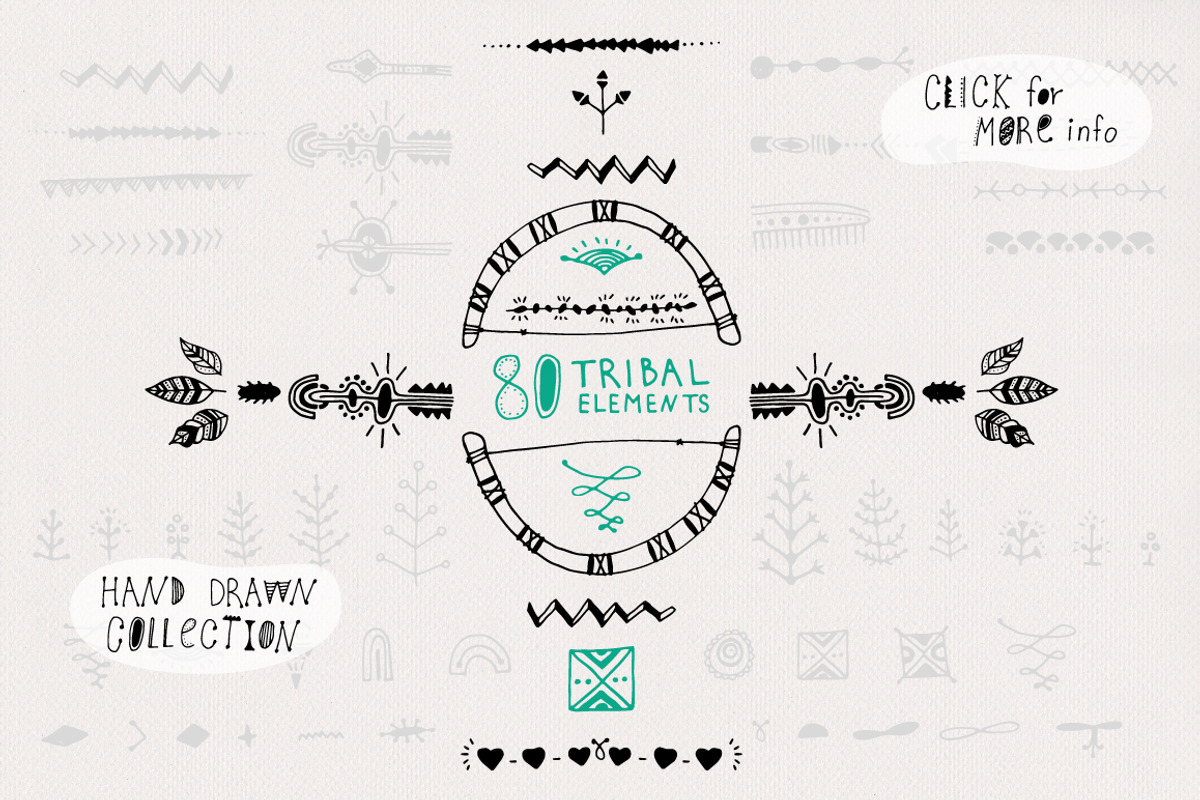 80 Hand Drawn Tribal Elements, an Object Graphic by Julia Lair (Photo 1 of 4)