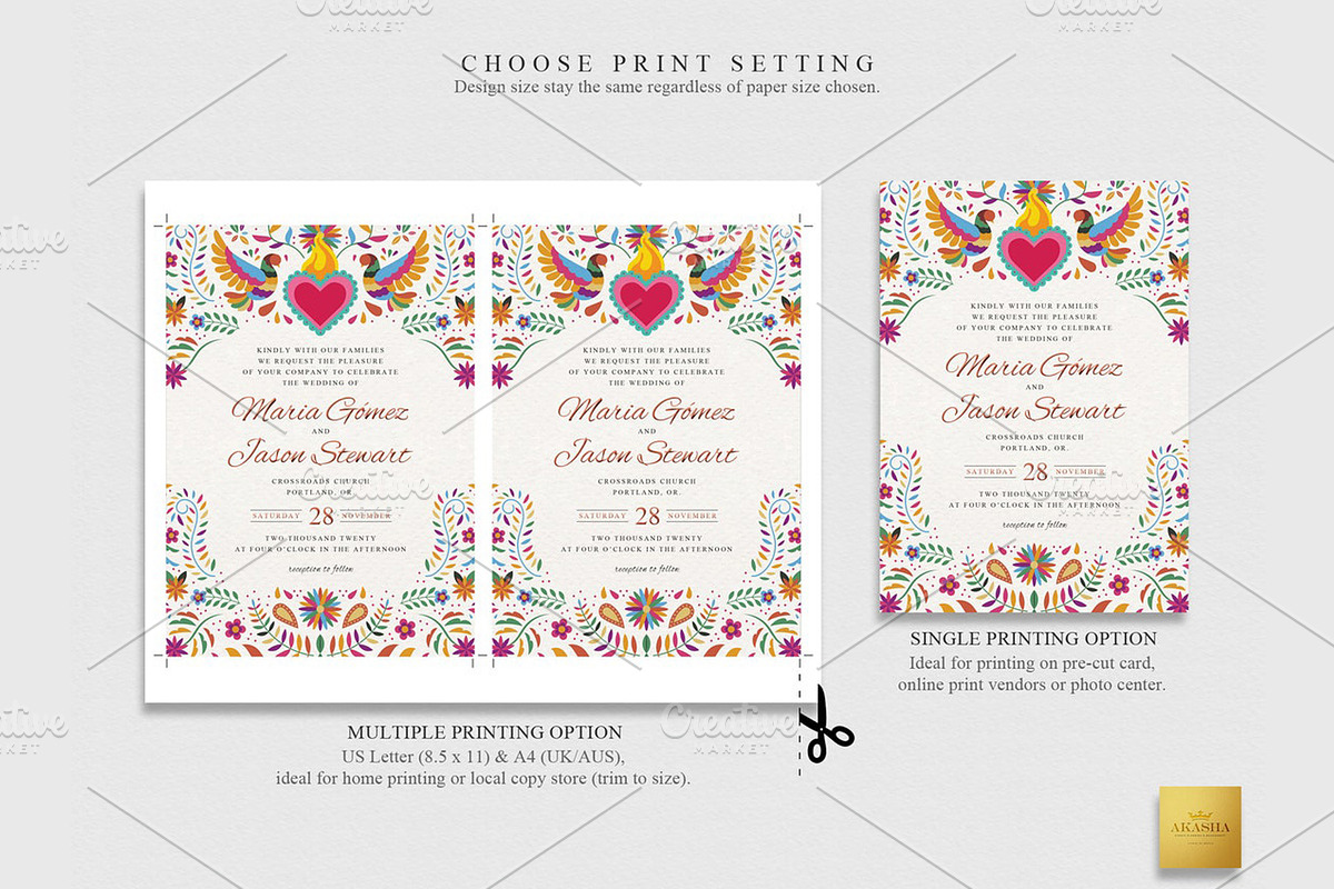 Mexican Wedding Invitation | CANVA, a Stationery Template by Creative Market (Photo 3 of 5)