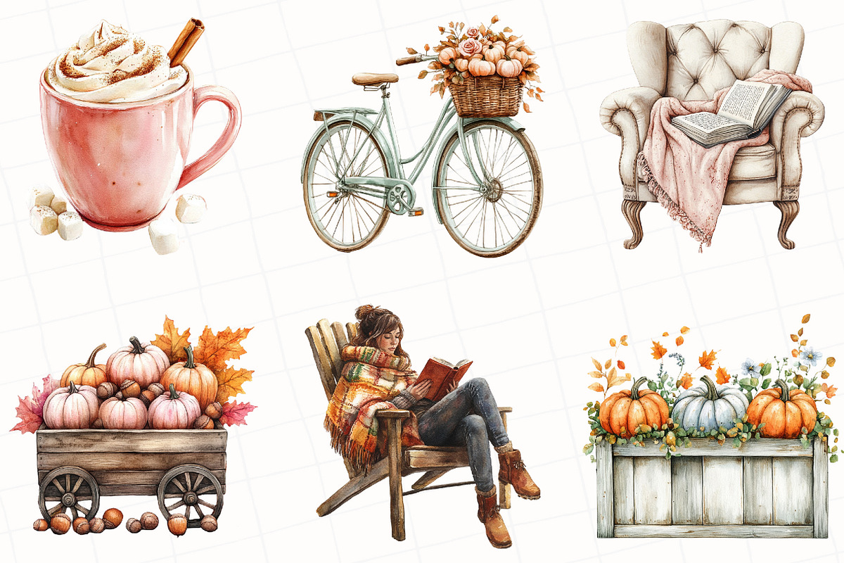 Watercolor Autumn Serenity Clipart, an Illustration by OK Design (Photo 3 of 5)