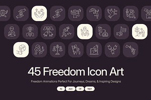 Animated Freedom Icon Art Set, an Outline Icon by Prosymbols