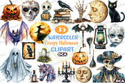 Vintage Creepy Halloween Clipart, an Illustration by DreamCafeArt (Thumbnail 1 of 7)