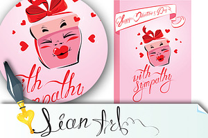 Holiday card with pretty pink gift, a Card Template by Lian-art