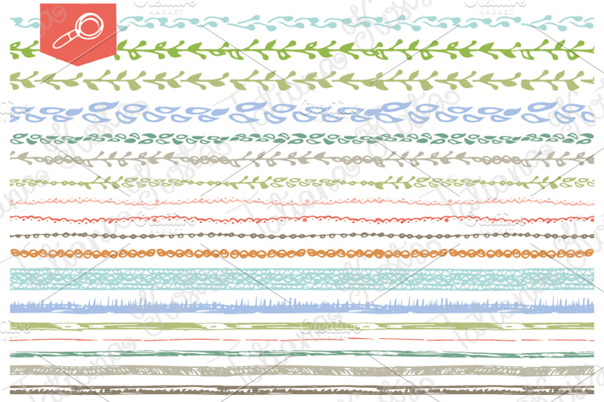 Hand drawn seamless border, brushes preview 3