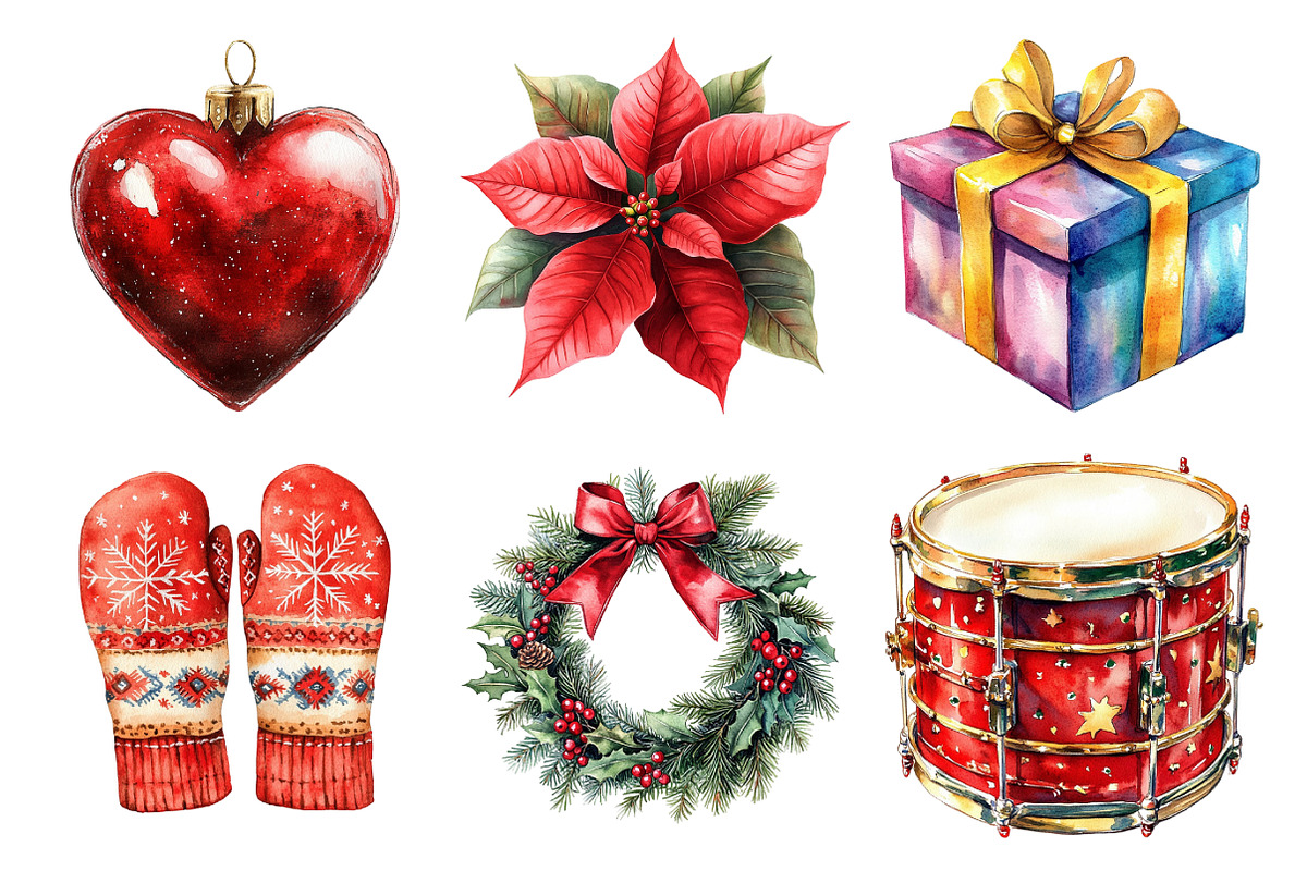 Watercolor Christmas Clipart, an Illustration by Daily.Designs (Photo 4 of 5)
