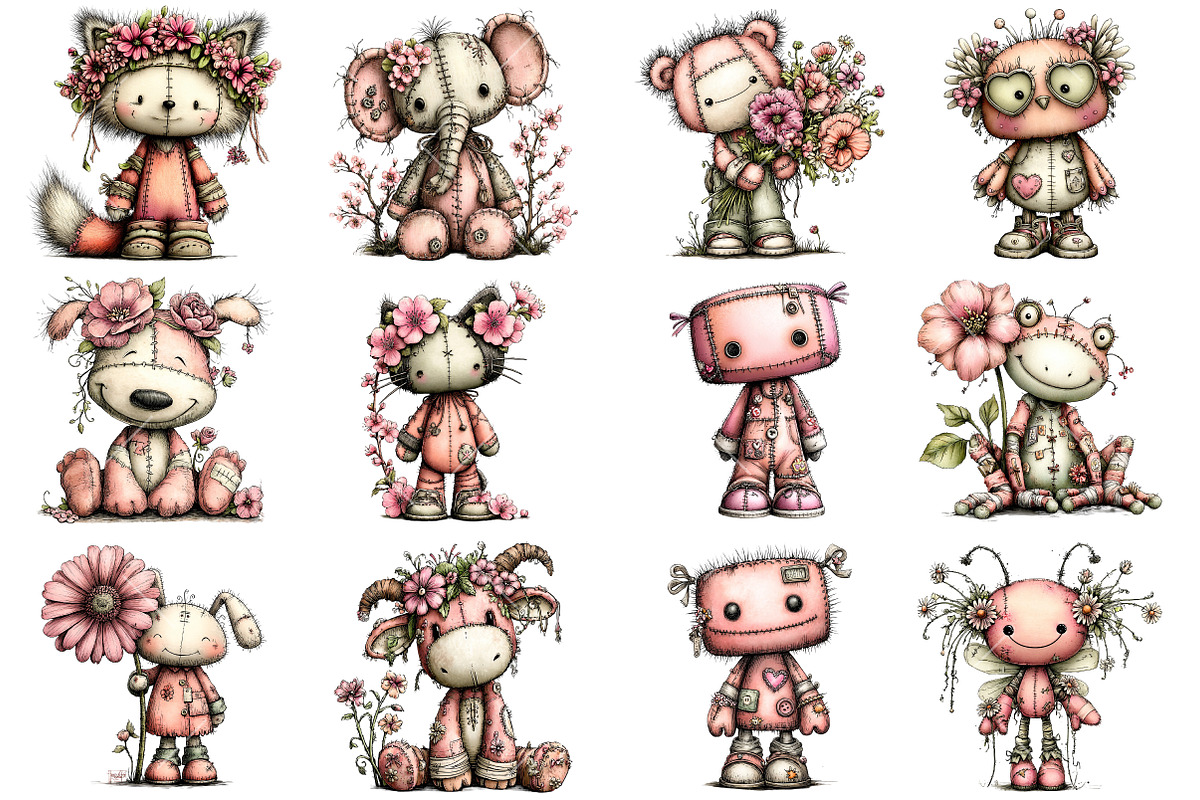 Whimsical Spring Voodoo Doll Clipart, an Illustration by OK Design (Photo 3 of 6)
