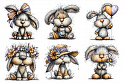 Whimsical Bunny Clipart, an Illustration by Daily.Designs (Thumbnail 5 of 7)