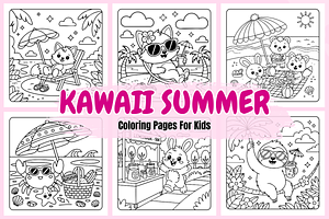 Kawaii Summer Coloring Book Vol-02, a Seasonal Illustration by Coco Bloom
