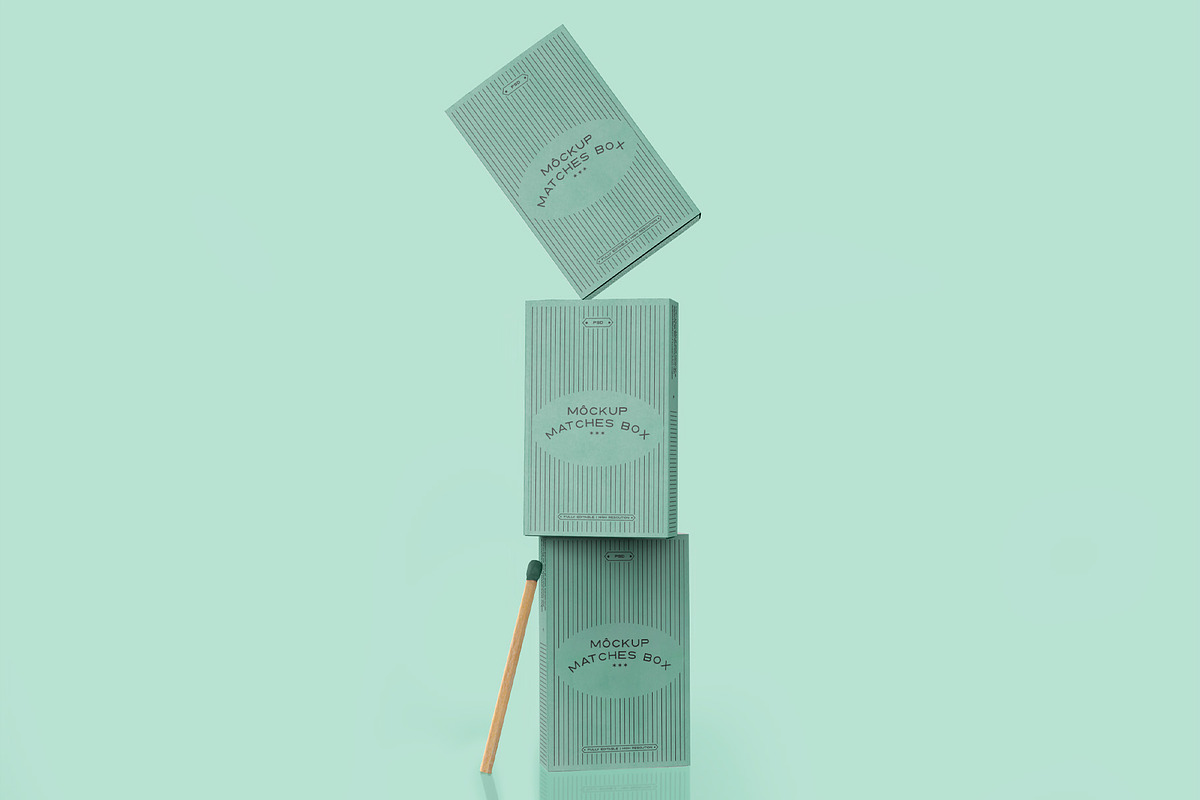 3d Stacked Matchboxes Mockup, a Print Template by The Rose Project (Photo 1 of 3)