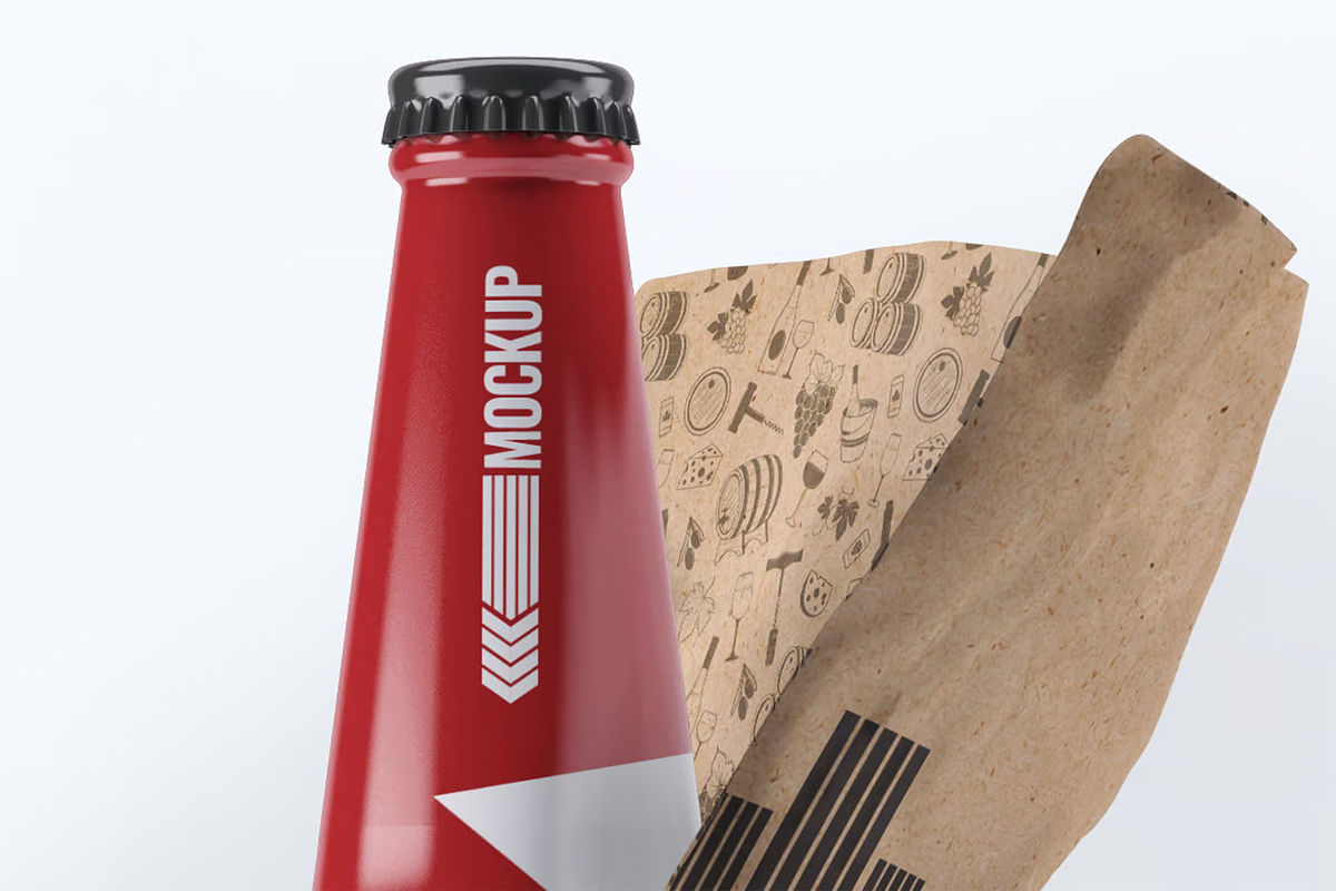 Beer Bottle Paper Wrapped 8 Mock-Up, a Product Mockup by Hubzway (Photo 5 of 9)