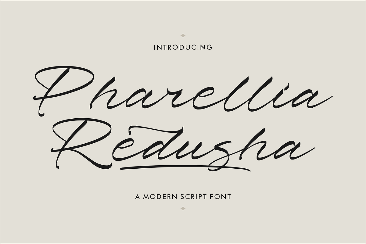 Pharellia Redusha A Modern Script, a Script Font by Storytype Studio (Photo 1 of 15)