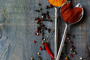 Bright spices stock photo containing frame and food