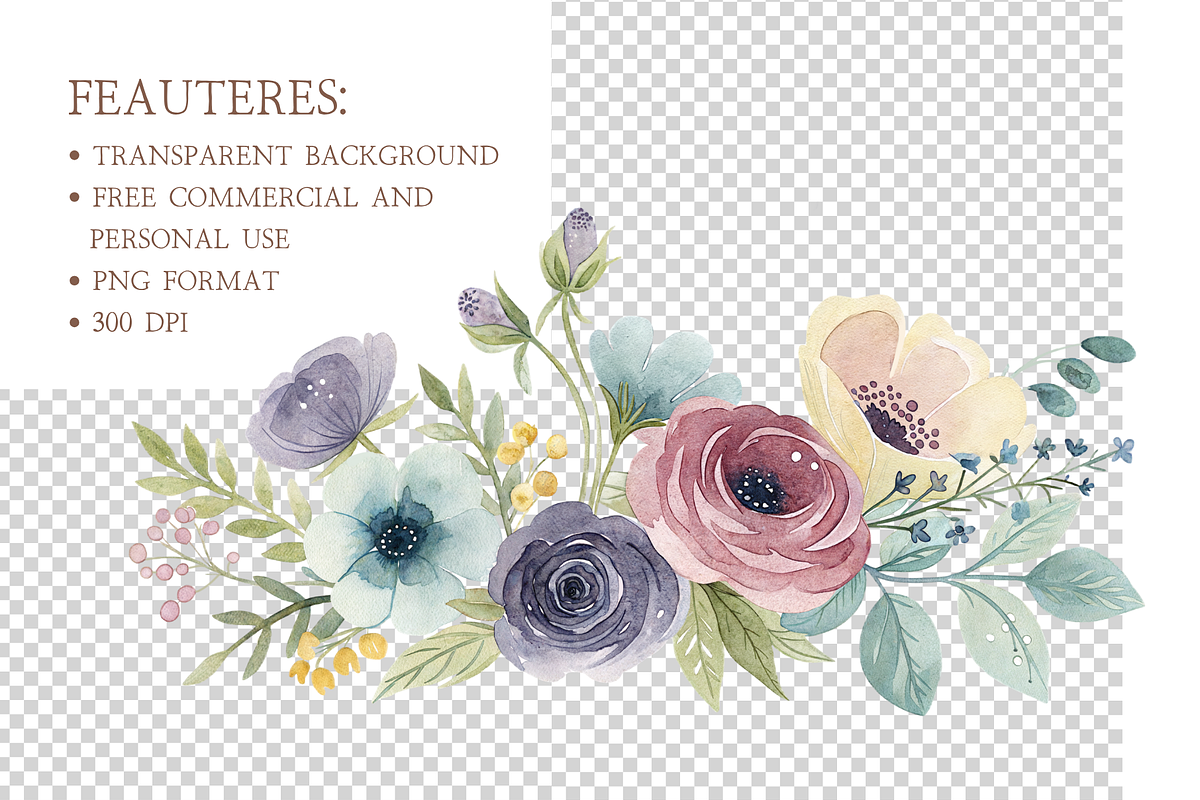Pastel Wildflower Clipart Bundle, an Illustration by MockupWizard (Photo 4 of 5)